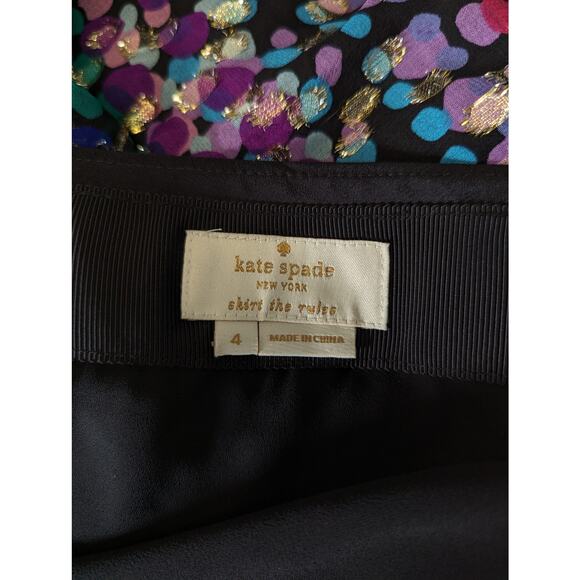 Kate Spade Size 4 Make Magic Metallic Pleated A-Line Skirt Multi Dot Silk Blend - Picture 11 of 14